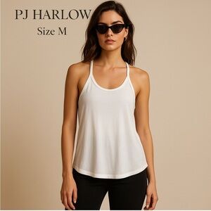 PJ Harlow White Tank Top Size Medium Luxe Lounge Soft